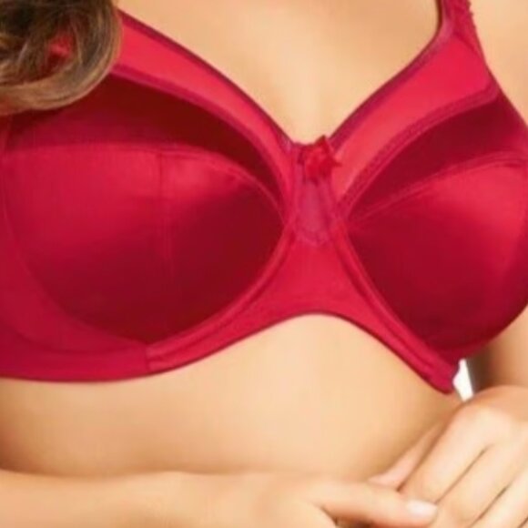 Goddess Keira Satin Banded Underwire Bra, Scarlet Red, Style 6090, 34-I LIKE NEW - Picture 2 of 4